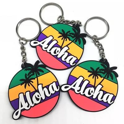 لينة سلسلة المفاتيح البلاستيكية المطاط غير قابلة للكسر 2D هدية ترويجية مخصصة Aloha
