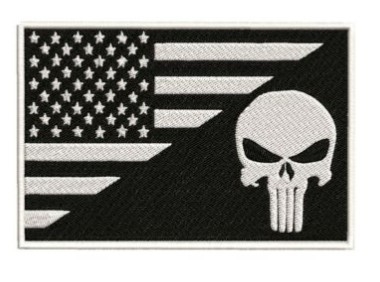 USA FLAG SKULL حديد على رقعة مطرزة أسود أبيض تصحيح العلم العسكري للجيش