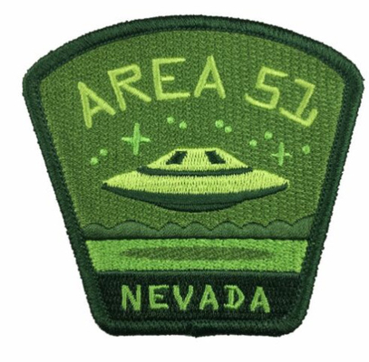 حياكة مطرزة على الحدود الزرقاء Merrow على رقعة التصحيح 51 Nevada UFO Alien Travel Patch